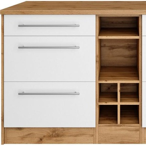 KOCHSTATION Kücheninsel KS-Wien, Breite 153 cm, MDF-Fronten, Flaschenregal