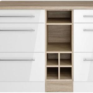 KOCHSTATION Kücheninsel KS-Wien, Breite 153 cm, MDF-Fronten, Flaschenregal