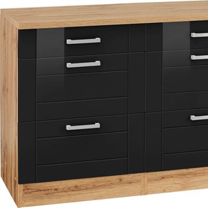 KOCHSTATION Unterschrank KS-Tinnum 120 cm breit, Metallgriffe, MDF Fronten, mit 2 Schubkästen