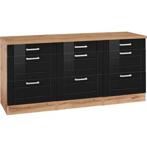 KOCHSTATION Unterschrank KS-Tinnum 180 cm breit, Metallgriffe, MDF Fronten, mit 3 Schubkästen, 6 Auszüge