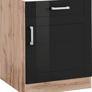 KOCHSTATION Unterschrank KS-Tinnum 60 cm breit, MDF-Fronten, Metallgriff, 1 Schubkasten, 1 Tür