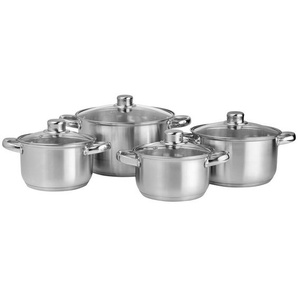 Xxxl Kochtopfset, Metall, 8-teilig, 16 cm, 1.9 L,2,1+3,6 L,6,1 L, 47x27x17 cm, hitzebeständige Griffe, Kochen, Töpfe, Topfsets