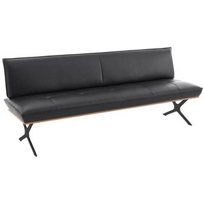 Koinor Sitzbank, Schwarz, Holz, Metall, Leder, Echtleder, Büffelleder, Nussbaum, furniert, 3-Sitzer, 214x88x66 cm, Goldenes M, Dgm, Fußauswahl, Lederauswahl, Stoffauswahl, Typenauswahl, mit Rückenlehne, in verschiedenen Größen erhältlich, Esszimmer,