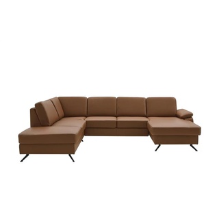 Kollektion Kraft Wohnlandschaft mit Sitz- und Rückenbezug aus Leder Kathi - braun - Materialmix - 309 cm - 86 cm - 235 cm | Möbel Kraft