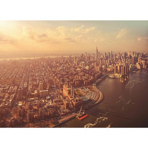 Komar Fototapete Manhattan, Braun, Grau, Papier, Skyline, 254x184 cm, Fsc, Made in Germany, Tapeten Shop, Fototapeten