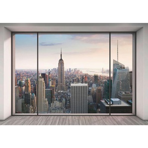 Komar Fototapete Penthouse, Mehrfarbig, Papier, Skyline, 368x254 cm, Fsc, Made in Germany, Tapeten Shop, Fototapeten