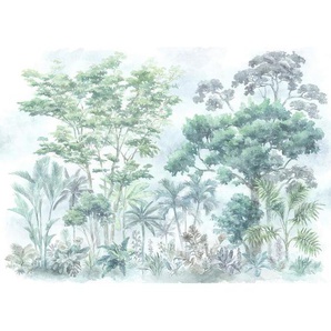 Komar Vliestapete, Blau, Grün, Weiß, Bäume, 350x250 cm, Fsc, Tapeten Shop, Vliestapeten