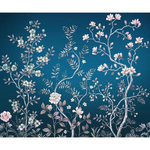 Komar Vliestapete, Blau, Rosa, Weiß, Floral, 300x250 cm, Fsc, Tapeten Shop, Vliestapeten