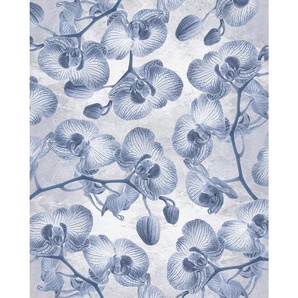 Komar Vliestapete, Blau, Weiß, Floral, 200x250 cm, Fsc, Tapeten Shop, Vliestapeten