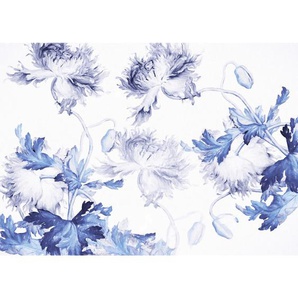 Komar Vliestapete, Blau, Weiß, Floral, 350x250 cm, Fsc, Tapeten Shop, Vliestapeten