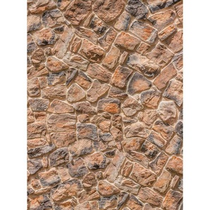 Komar Vliestapete Muro, Braun, Taupe, Steine, 200x260 cm, FSC Mix, Tapeten Shop, Vliestapeten