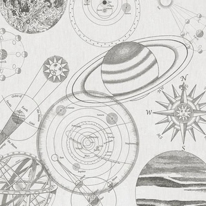 KOMAR Vliestapete Cosmos Sketch Tapeten 300x280 cm (Breite x Höhe) Gr. B/L: 300 m x 280 m, Rollen: 1 St., bunt Vliestapeten
