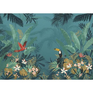 Komar Vliestapete Enchanted Jungle, Floral, 350x250 cm, FSC Mix, Tapeten Shop, Vliestapeten