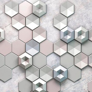 Komar Vliestapete Hexagon Concrete, (1 St), 400x250 cm (Breite x Höhe), Vliestapete, 100 cm Bahnbreite