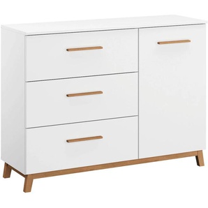 Kombikommode RAUCH Carlsson Sideboards Gr. B/H/T: 116cm x 89cm x 42cm, 3 St., weiß (weiß/eiche massiv) Breite 116 cm