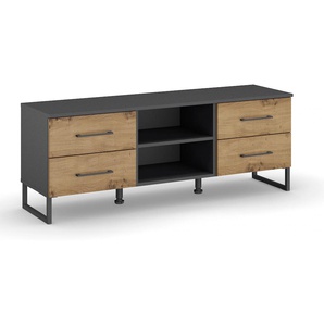 Kombikommode RAUCH Holmes Sideboards Gr. B/H/T: 140cm x 54cm x 42cm, 4 St., grau (graumetallic/eiche artisan) im modernen Industrial Style