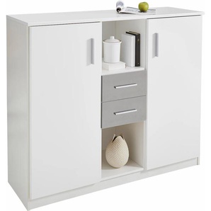 Kombikommode WIMEX Joker Sideboards Gr. B/H/T: 124cm x 105cm x 41cm, 2 St., grau (weiß/betonfarben) Kommode mit 2 Einlegeböden, 124cm breit