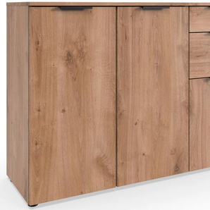 Kombikommode WIMEX Level by fresh to go Sideboards Gr. B/H/T: 122cm x 84cm x 41cm, 2 St., braun (plankeneiche nachbildung) 3-türig mit 2 Schubladen, soft-close Funktion, 122 cm breit, 84cm hoch