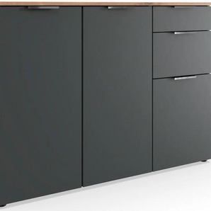 Kombikommode WIMEX Level by fresh to go Sideboards Gr. B/H/T: 122cm x 84cm x 41cm, 2 St., schwarz (front graphit/ korpus plankeneiche nachbildung) 3-türig, mit 2 Schubladen und soft-close Funktion, 122cm breit