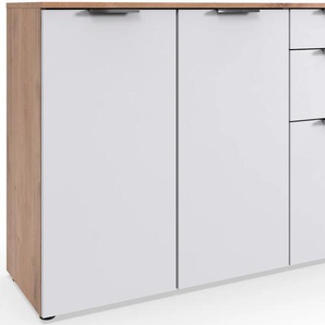 Kombikommode WIMEX Level by fresh to go Sideboards Gr. B/H/T: 122cm x 84cm x 41cm, 2 St., weiß (front weiß/ korpus plankeneiche nachbildung) 3-türig, mit 2 Schubladen und soft-close Funktion, 122cm breit