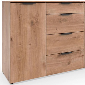 Kombikommode WIMEX Level by fresh to go Sideboards Gr. B/H/T: 135cm x 84cm x 41cm, 4 St., braun (plankeneiche nachbildung) 2-türig mit 4 Schubladen, soft-close Funktion, 135cm breit, 84cm hoch