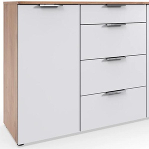 Kombikommode WIMEX Level by fresh to go Sideboards Gr. B/H/T: 135cm x 84cm x 41cm, 4 St., weiß (front weiß/ korpus plankeneiche nachbildung) 2-türig, mit 4 Schubladen und soft-close Funktion, 135cm breit