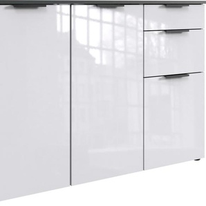 Kombikommode WIMEX level36 D by fresh to go Sideboards Gr. B/H/T: 122cm x 84cm x 41cm, 2 St., grau (korpus graphit/ front lack weiß) mit lackierten Hochglanz-Fronten, soft-close Funktion, 122cm breit