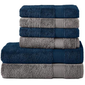 Komfortec 6er Handtuch Set Aus 100% Baumwolle, 2er Badetücher 70x140 Cm Und 4er Handtücher 50x100 Cm , Frottee, Weich, Silber