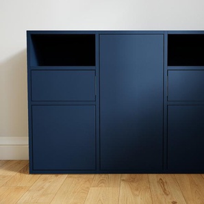 Kommode Blau - Lowboard: Schubladen in Blau & Türen in Blau - Hochwertige Materialien - 118 x 79 x 34 cm, konfigurierbar