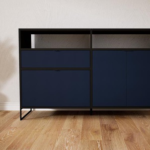 Kommode Blau - Lowboard: Schubladen in Blau & Türen in Blau - Hochwertige Materialien - 151 x 91 x 47 cm, konfigurierbar