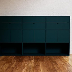 Kommode Blaugrün - Lowboard: Schubladen in Blaugrün & Türen in Blaugrün - Hochwertige Materialien - 226 x 119 x 34 cm, konfigurierbar