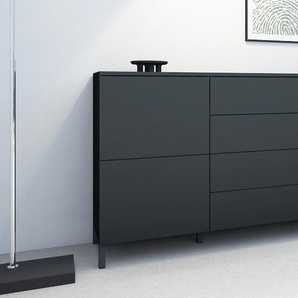 Kommode BORCHARDT MÖBEL Haama Sideboards Gr. B/H/T: 166cm x 80cm x 35cm, 4 St., schwarz (schwarz matt) Breite 166 cm