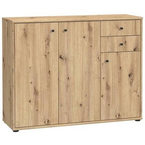 Xxxl Kommode, Eiche Artisan, Holzwerkstoff, 3 Fächer, 2 Schubladen, 108.8x85.5x34.8 cm, Typenauswahl, Beimöbel erhältlich, stehend, Wohnzimmer, Kommoden & Sideboards, Kommoden