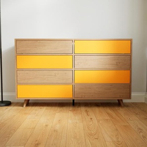 Kommode Eiche - Design-Lowboard: Schubladen in Gelb - Hochwertige Materialien - 151 x 91 x 34 cm, Selbst zusammenstellen