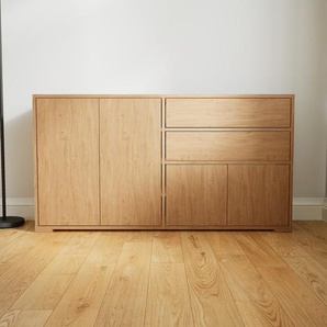 Kommode Eiche - Lowboard: Schubladen in Eiche & Türen in Eiche - Hochwertige Materialien - 151 x 81 x 34 cm, konfigurierbar