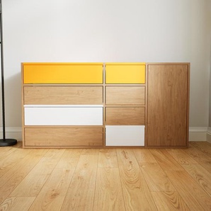 Kommode Eiche - Lowboard: Schubladen in Eiche & Türen in Eiche - Hochwertige Materialien - 154 x 79 x 34 cm, konfigurierbar