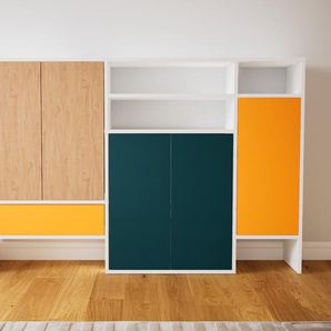 Kommode Eiche - Lowboard: Schubladen in Gelb & Türen in Eiche - Hochwertige Materialien - 190 x 117 x 34 cm, konfigurierbar