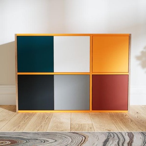 Kommode Gelb - Design-Lowboard: Türen in Schwarz - Hochwertige Materialien - 115 x 79 x 34 cm, Selbst zusammenstellen