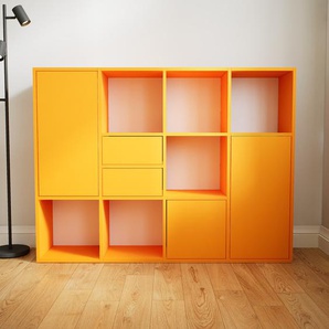 Kommode Gelb - Lowboard: Schubladen in Gelb & Türen in Gelb - Hochwertige Materialien - 156 x 117 x 34 cm, konfigurierbar