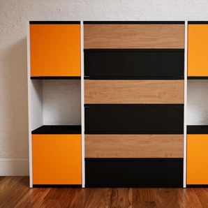 Kommode Gelb - Lowboard: Schubladen in Schwarz & Türen in Gelb - Hochwertige Materialien - 154 x 117 x 34 cm, konfigurierbar