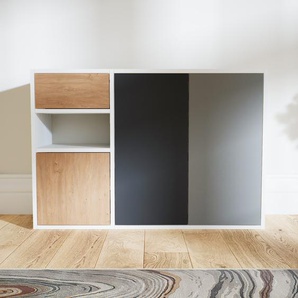 Kommode Graphitgrau - Lowboard: Schubladen in Eiche & Türen in Eiche - Hochwertige Materialien - 115 x 79 x 34 cm, konfigurierbar