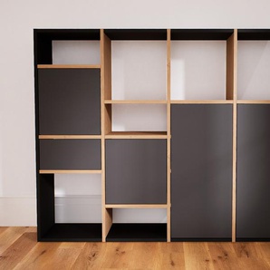 Kommode Graphitgrau - Lowboard: Schubladen in Graphitgrau & Türen in Graphitgrau - Hochwertige Materialien - 156 x 117 x 34 cm, konfigurierbar