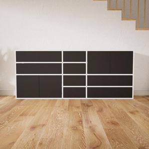 Kommode Graphitgrau - Lowboard: Schubladen in Graphitgrau & Türen in Graphitgrau - Hochwertige Materialien - 190 x 79 x 34 cm, konfigurierbar