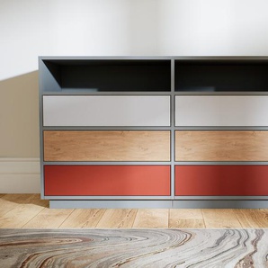 Kommode Grau - Design-Lowboard: Schubladen in Terrakotta - Hochwertige Materialien - 151 x 85 x 47 cm, Selbst zusammenstellen