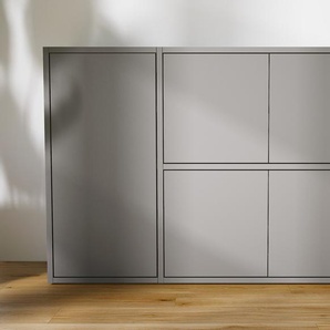 Kommode Grau - Design-Lowboard: Türen in Grau - Hochwertige Materialien - 115 x 79 x 34 cm, Selbst zusammenstellen