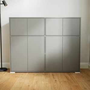 Kommode Grau - Design-Lowboard: Türen in Grau - Hochwertige Materialien - 151 x 119 x 34 cm, Selbst zusammenstellen