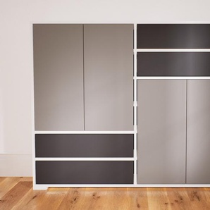 Kommode Grau - Lowboard: Schubladen in Graphitgrau & Türen in Grau - Hochwertige Materialien - 151 x 119 x 34 cm, konfigurierbar