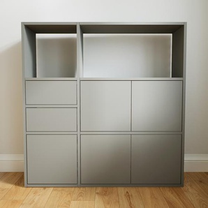 Kommode Grau - Lowboard: Schubladen in Grau & Türen in Grau - Hochwertige Materialien - 115 x 117 x 34 cm, konfigurierbar
