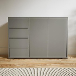 Kommode Grau - Lowboard: Schubladen in Grau & Türen in Grau - Hochwertige Materialien - 115 x 81 x 34 cm, konfigurierbar