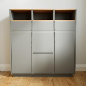 Kommode Grau - Lowboard: Schubladen in Grau & Türen in Grau - Hochwertige Materialien - 118 x 123 x 34 cm, konfigurierbar